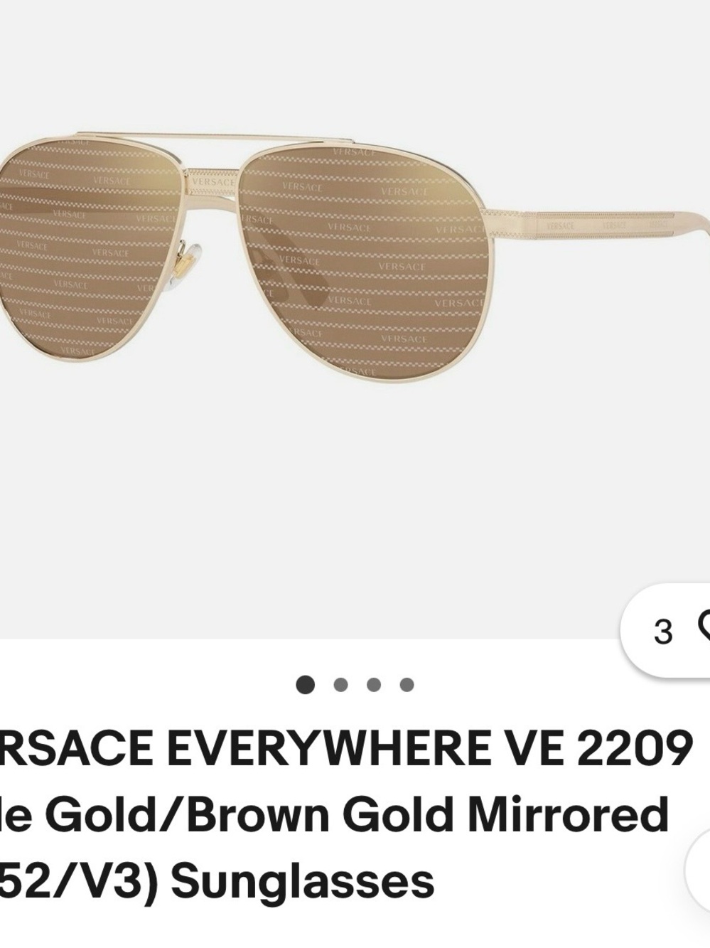 Versace Men’s Gold Frame Brown Mirrored Aviator Sunglasses